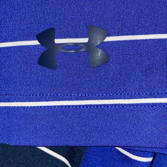 UNDER ARMOUR LOOSE HEATGEAR MENS LG Blue and Black Performance Polo Shirt. CLEAN - Picture 10 of 10